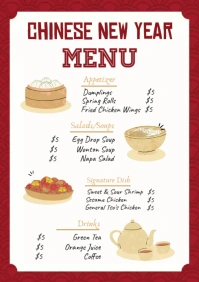 Chinese New Year Menu A4 template