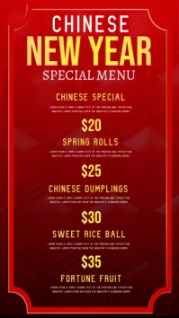 Chinese new year menu poster Digital Display (9:16) template