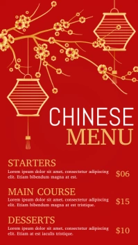 chinese new year menu. chinese menu Digitale display (9:16) template
