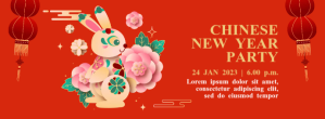 Red Chinese New Year Party Facebook-coverfoto Template