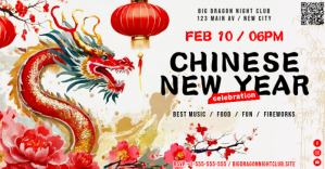 Chinese New Year Party Banner Facebook Shared Image template