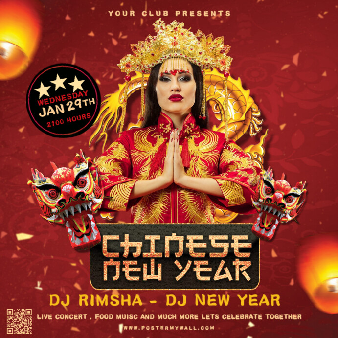 Chinese New Year Party Instagram Plasing template