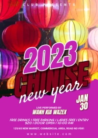 Chinese New Year Party Flyer A6 template