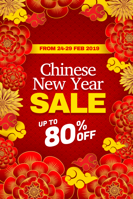 Chinese new year specials menu template Chinese New Year Sale Discount Poster Flyer Template | PosterMyWall