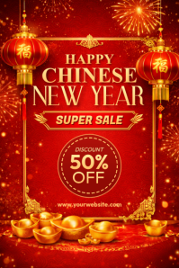 Chinese New Year Sale Poster template