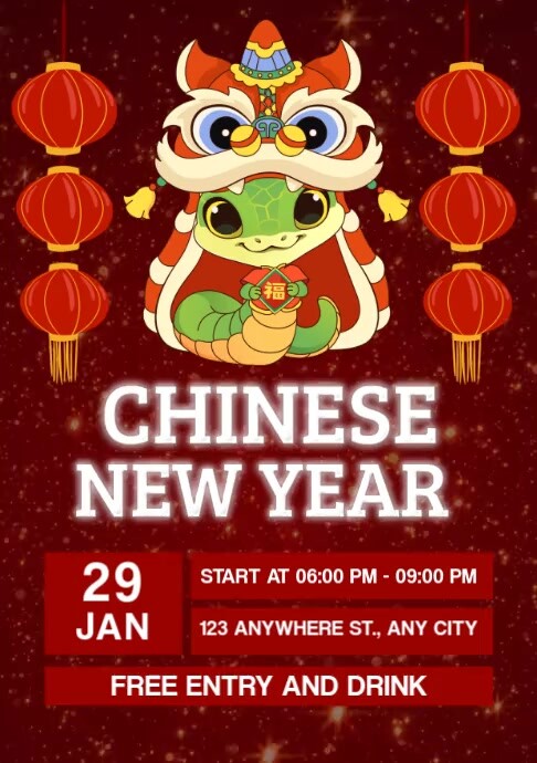 Chinese Newyear Invitation A5 template