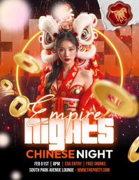 Chinese Night Event Flyer Video Volantino (US Letter) template
