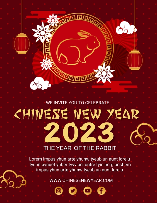 Chinese Rabbit New Year Flyer Template | PosterMyWall