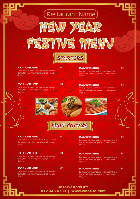 Menu Chinois Example De Modèle de Menu de Restaurant Chinois | PosterMyWall