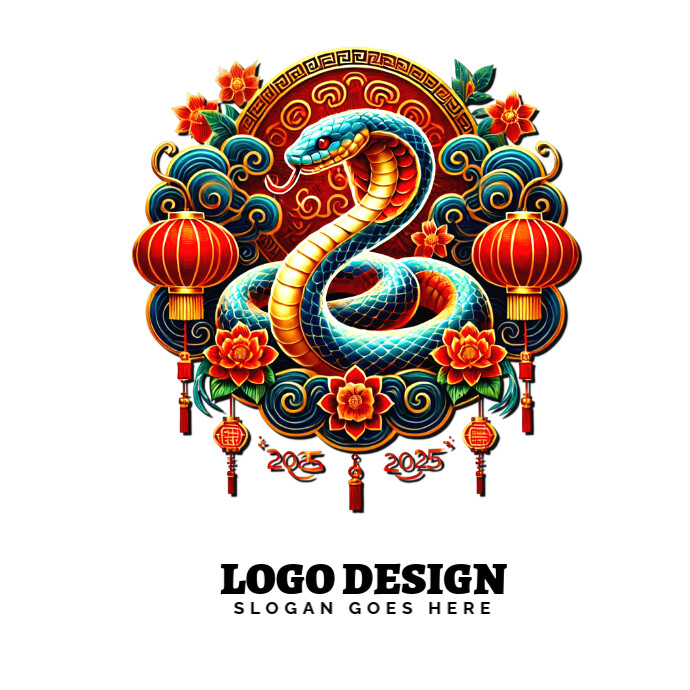 Chinese Snake Year Logo template