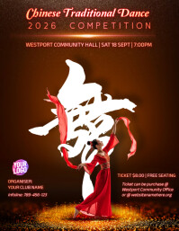 Chinese Traditional Dance Event Flyer template