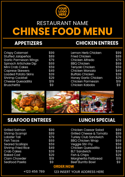 Plantilla de Chinse Restaurant food menu card template | PosterMyWall