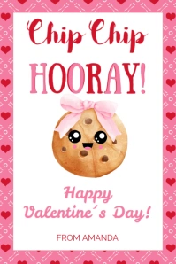 Chip Chip Hooray Valentine Printable Cookie Tag Banner 4' × 6' template