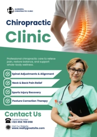 Chiropractic Clinic A6 Poster Template – Spine & Pain Relief Treatment Flyer
