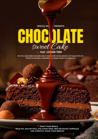 Black Chocolate Cake Promotion A3 Template