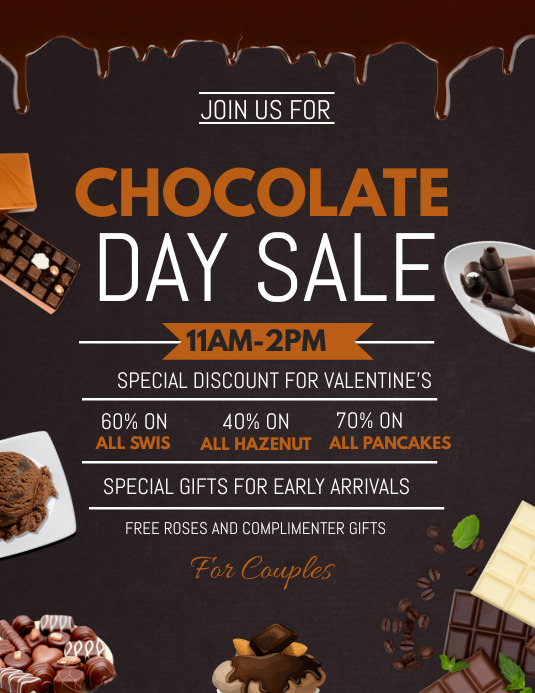 chocolate flyers, world chocolate day Pamflet (Letter AS) template