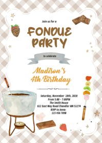 Chocolate Fondue Invitation A6 template