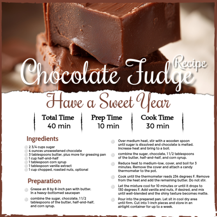 Chocolate Fudge Recipe Post Template