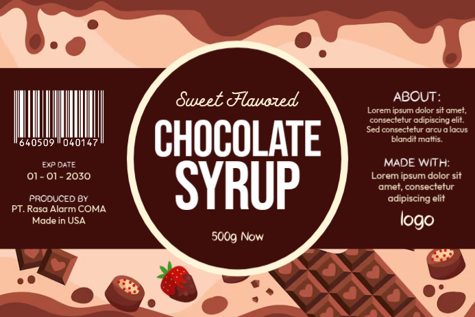 Chocolate syrup label Template | PosterMyWall