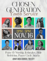 สีขาว Youth Service Flyer Template