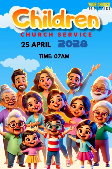 Chrildren Church Service Cartaz template