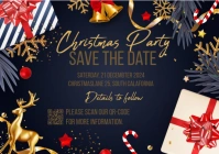 Chrismas save the date blue version card A5 template