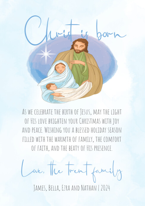 Christ is born Christian greeting card Template | PosterMyWall