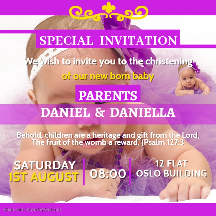 Christening Invitation Instagram Template PosterMyWall