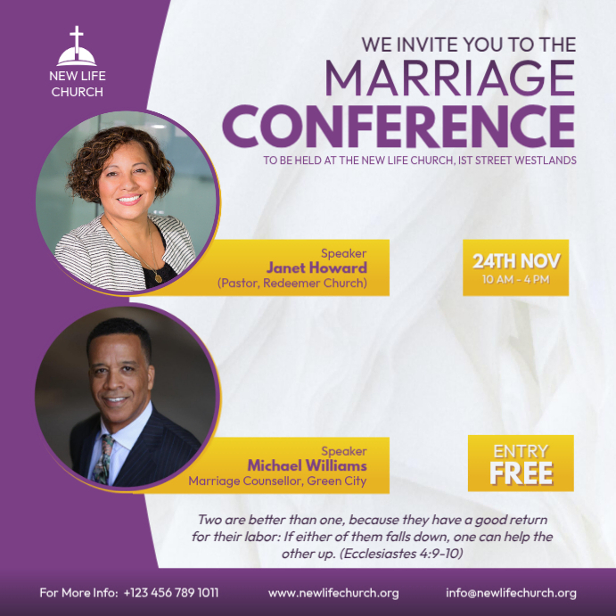 Plantilla de De La Conferencia de Matrimonio de La Iglesia Cristiana ...