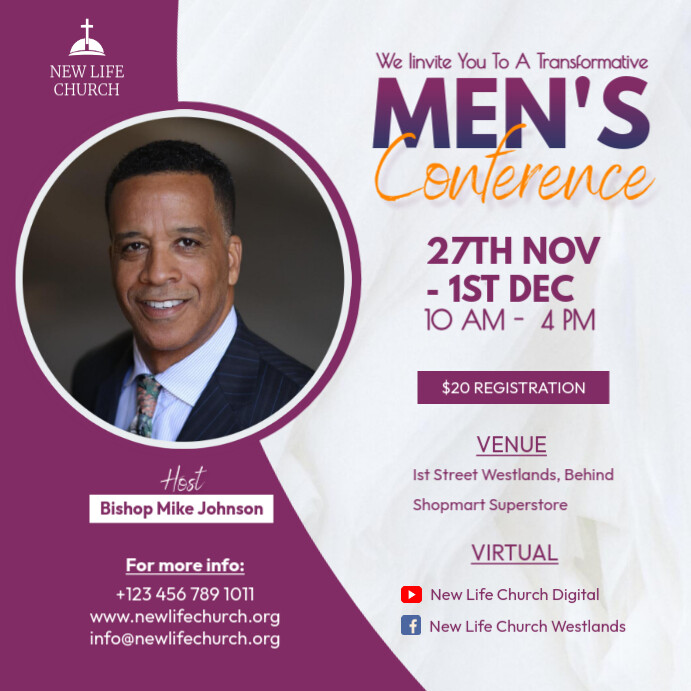 Copy of Christian Church Men Conference Flyer PosterMyWall