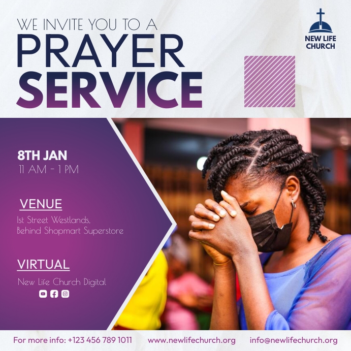Prayer Invite Christian Church Prayer Service Invitation Template | PosterMyWall