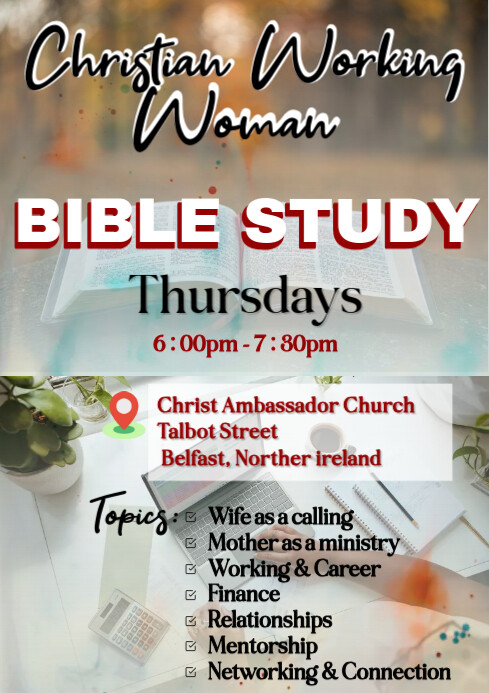 Christian woman Bible Study Poster Flyer Template | PosterMyWall
