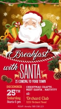 christmas, breakfast with santa Instagram Story template