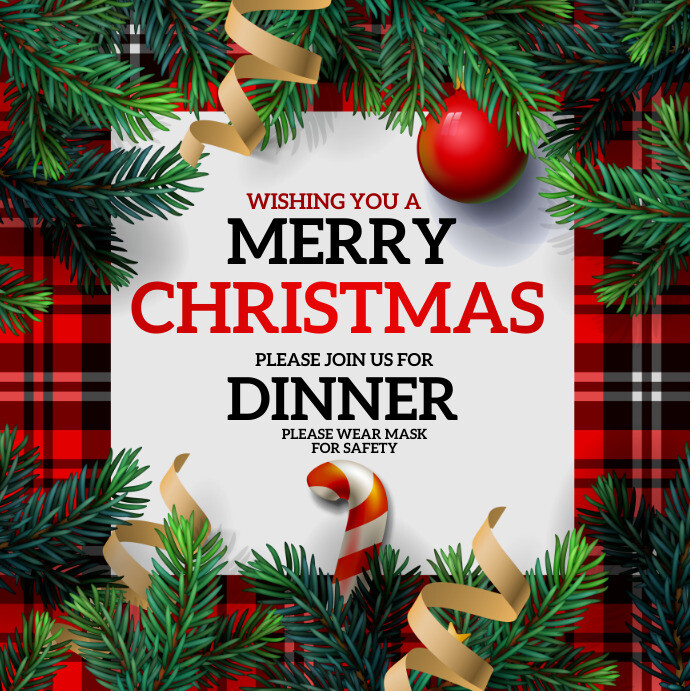 Christmas, New year, Christmas dinner Instagram Post template