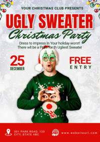 White Ugly Sweater Christmas Party A5 Template