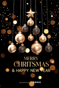 Black Christmas Greeting Banner 4' × 6' Template