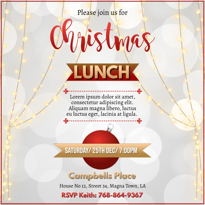 Christmas, Lunch invitation template Wpis na Instagrama