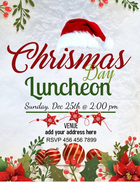 Christmas, luncheon Ulotka (US Letter) template