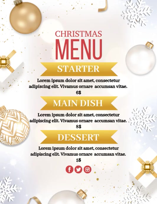 Christmas, Menu Flyer (US Letter) template