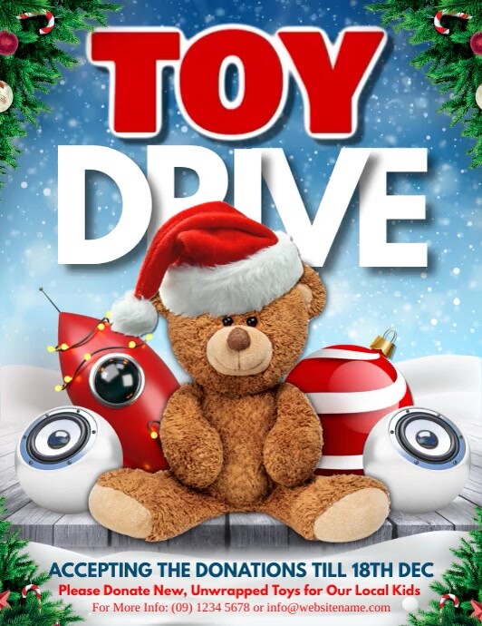christmas, merry christmas, toy drive Flyer (US Letter) template