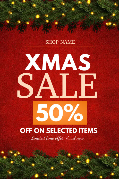 Red Christmas Sale Poster Plakat template