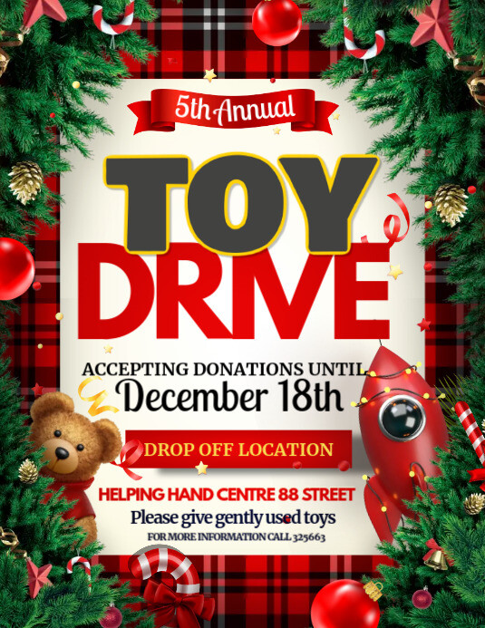 Christmas, toy drive Ulotka (US Letter) template