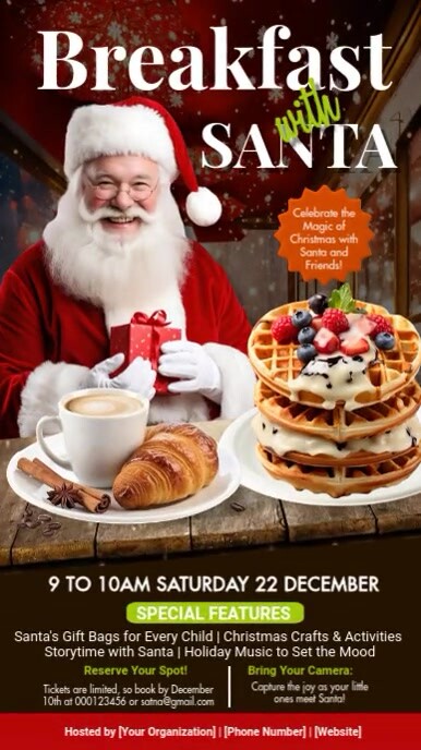 Christmas,breakfast with santa,event Instagram Story template