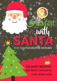 Christmas,breakfast with santa,menu A4 template