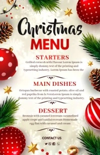 Christmas,Christmas menu Half Page Wide template