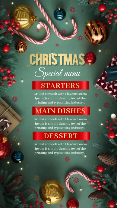 Christmas,Christmas menu Instagram Story template
