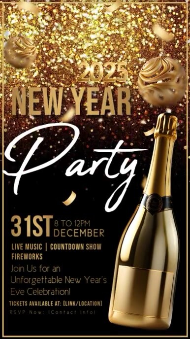 New year party,hello new year,event,2025 Instagram Story template