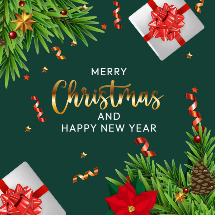Christmas & New Year Greetings Card Template  PosterMyWall