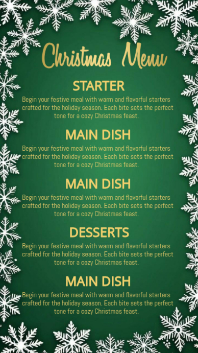 Christmas ,Christmas menu Display digitale (9:16) template