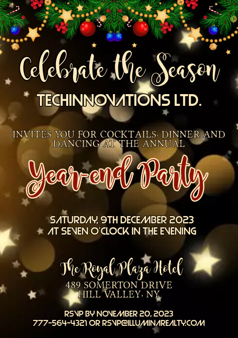 Christmas | Company YEAR END Party Invite Template | PosterMyWall